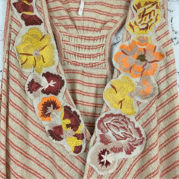 Free People Striped Frida Tank Top Floral Embroidered XS - Picture 6 of 10